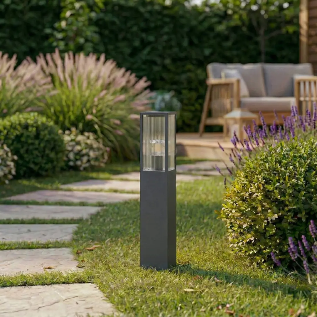 Lindby Tuinpadverlichting Aluminium 15W E27 - 80cm - Antraciet/Transparant