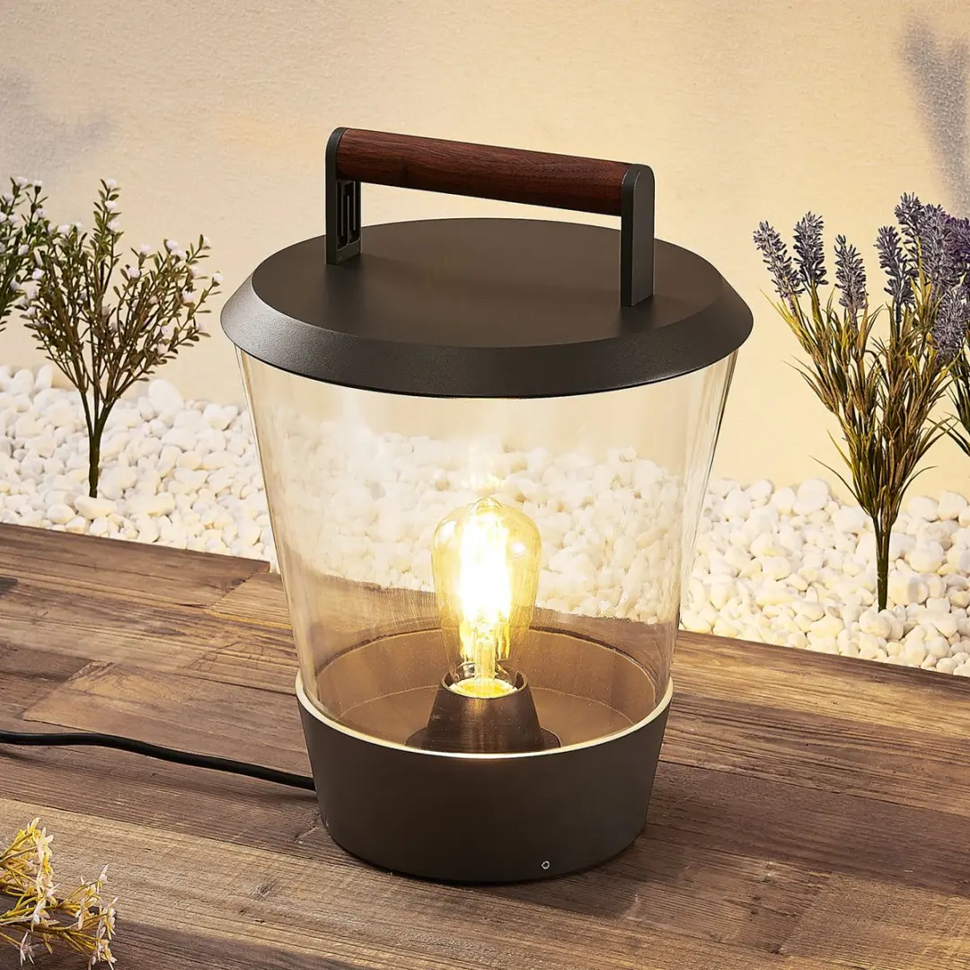 Lucande Terraslamp Antraciet Transparant E27