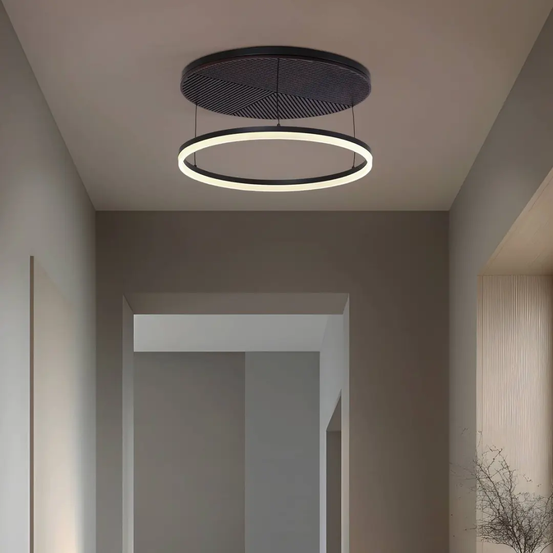 Lucande LED Plafondlamp 50cm - 1 Lichtpunt - Metaal/Hout - Dimbaar