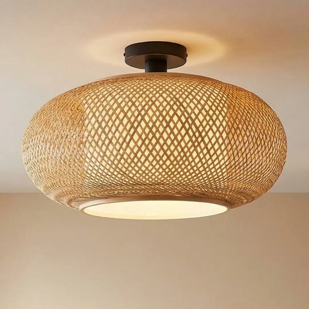 Lindby Plafondlamp Bamboe 1 Lichtpunt