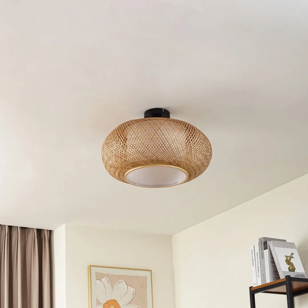 Lindby Plafondlamp Bamboe 1 Lichtpunt - Ø50cm