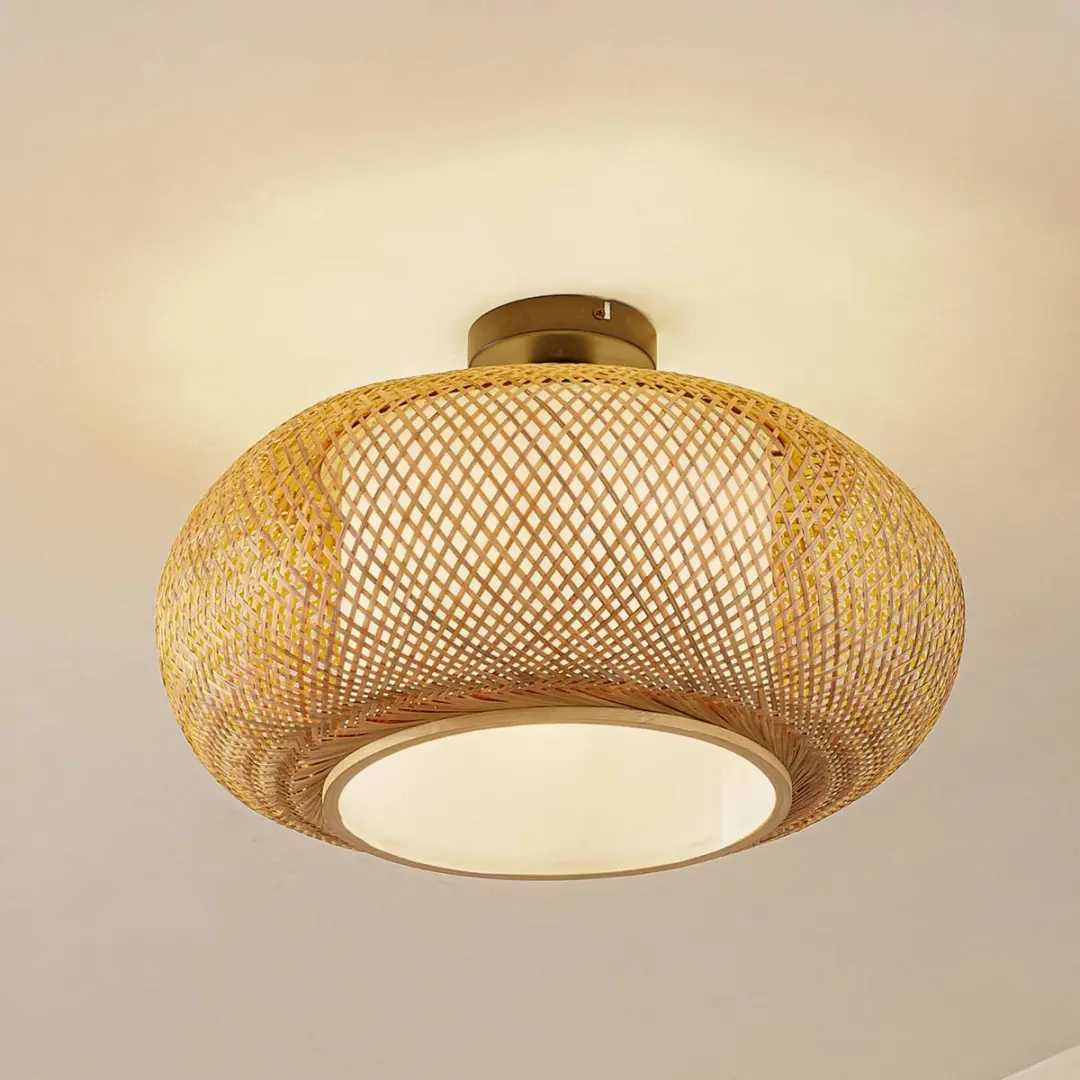 Lindby Plafondlamp Bamboe 1 Lichtpunt - Ø50cm