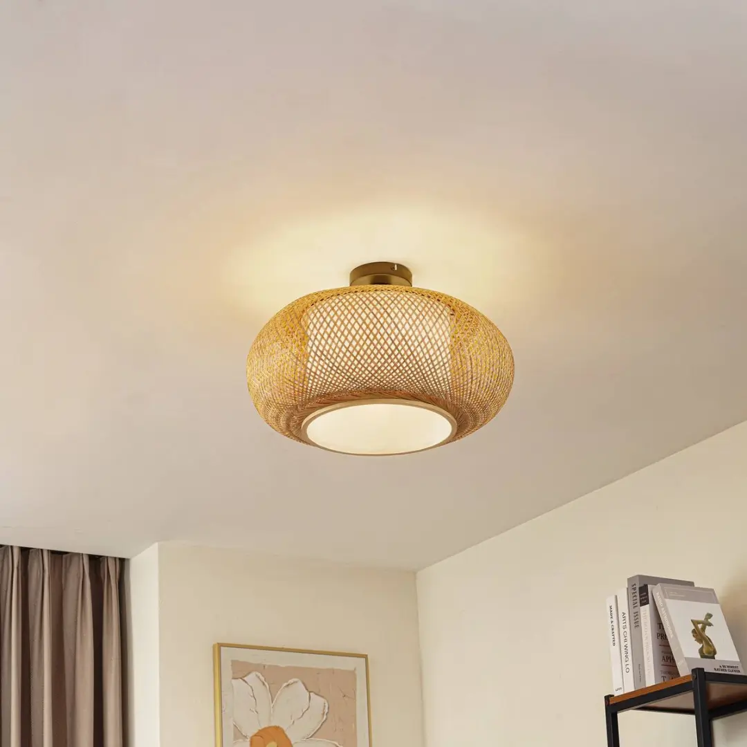 Lindby Plafondlamp Bamboe 1 Lichtpunt - Ø50cm