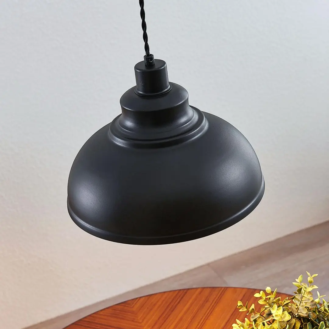 Lindby Hanglamp Metaal 1 Licht E27 - 19,7 cm - Zwart/Goud
