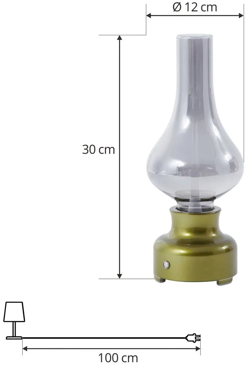 Lindby LED Tafellamp 1 Licht - 30cm - Rookgrijs/Metallic Groen