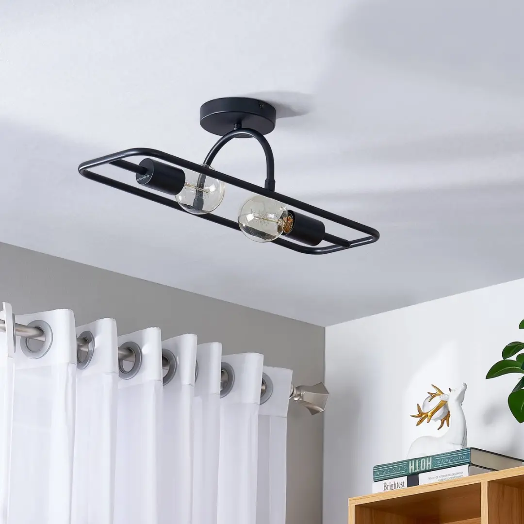 Lucande Wandlamp Design 2-Lichts E27 - 51,5 cm - Matzwart