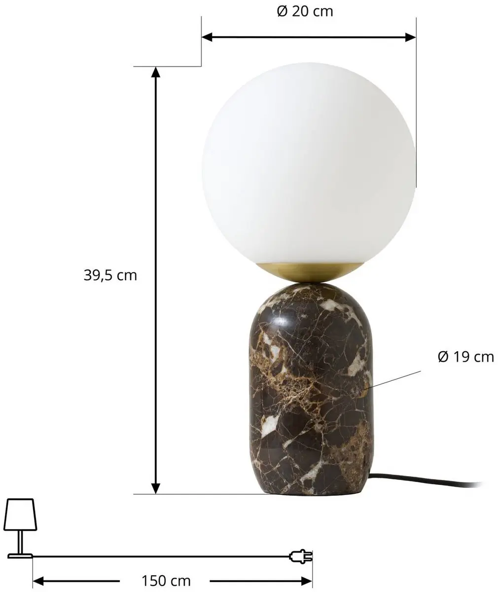 Lindby Tafellamp 1 Licht Marmer Glas - 39,5cm - E27