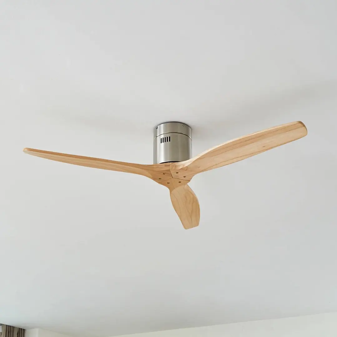 Lucande Plafondventilator 132cm - 3 Bladen - Licht Hout/Nikkel