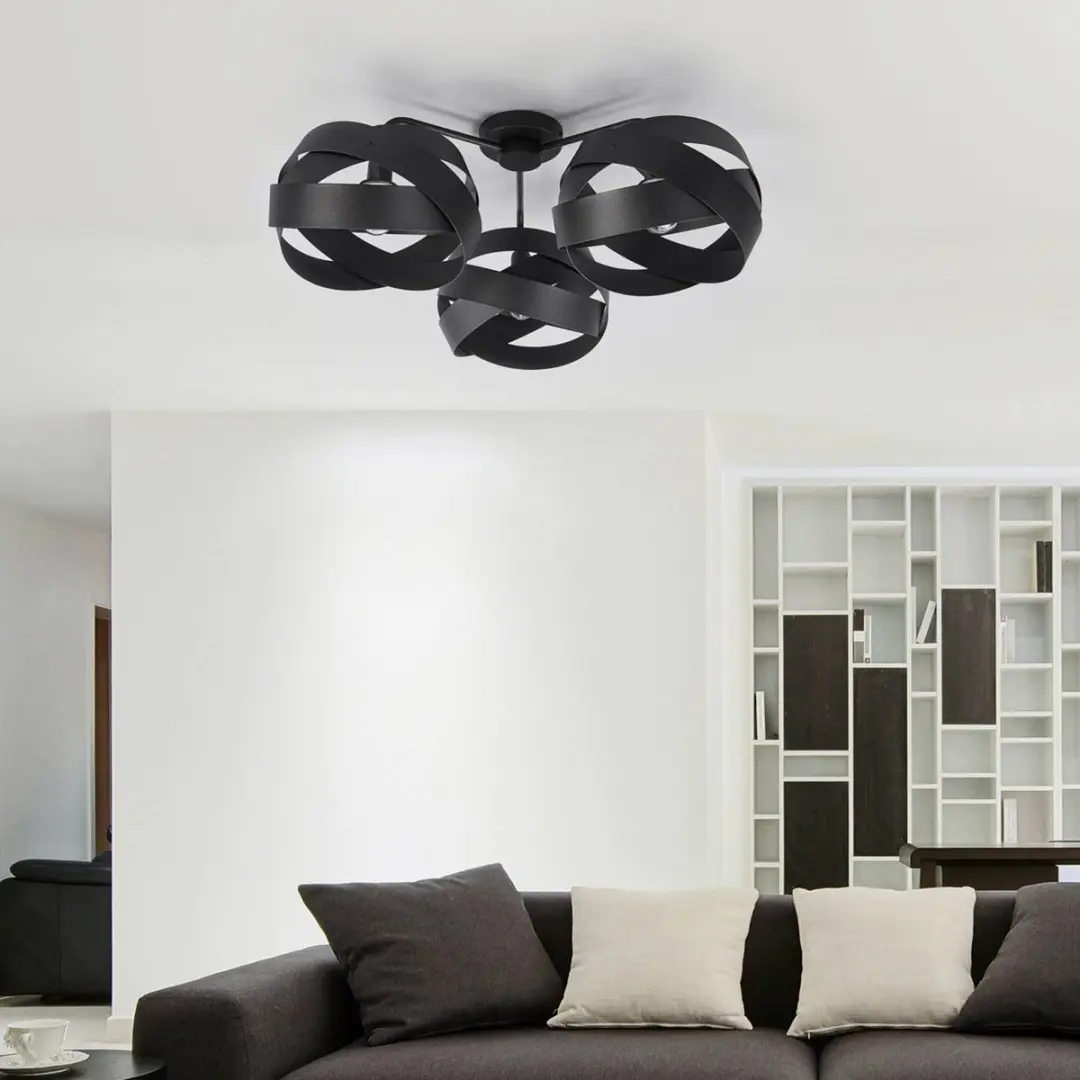 Euluna Plafondlamp 3-lichts - Ø66cm - Zwart