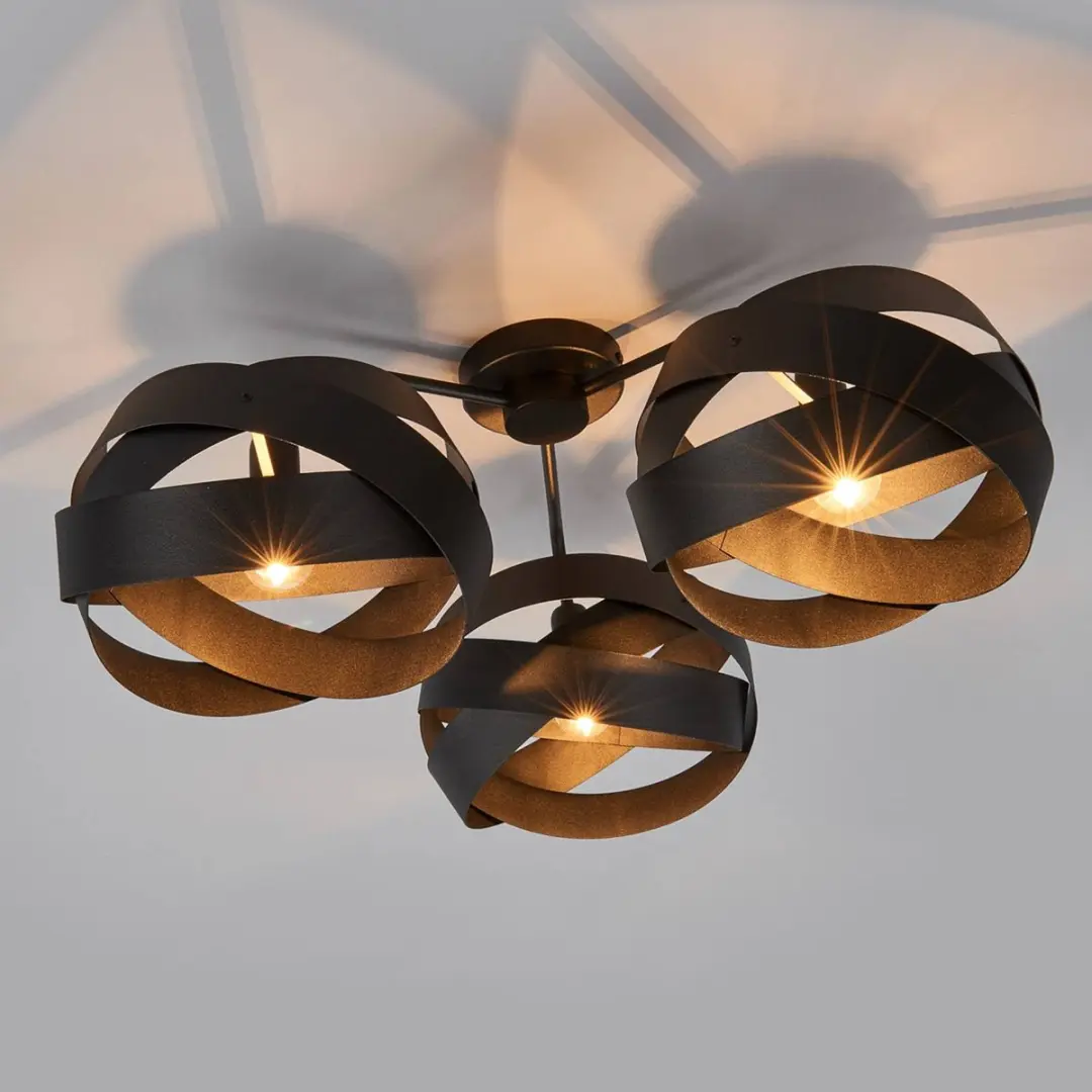 Euluna Plafondlamp 3-lichts - Ø66cm - Zwart
