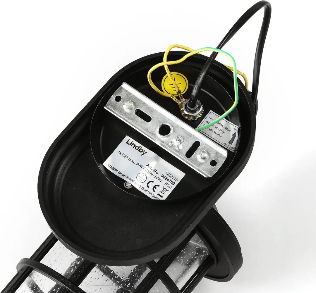 Lindby Wandlamp Buiten 1 Licht E27 - Zwart