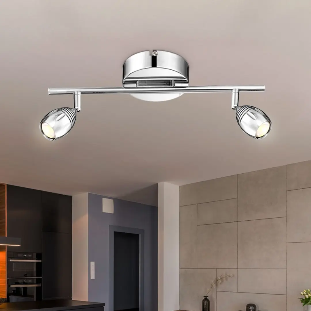 Globo Plafondspot 2 Vlammen LED - 2x5W 400lm Warm Wit - Zilver