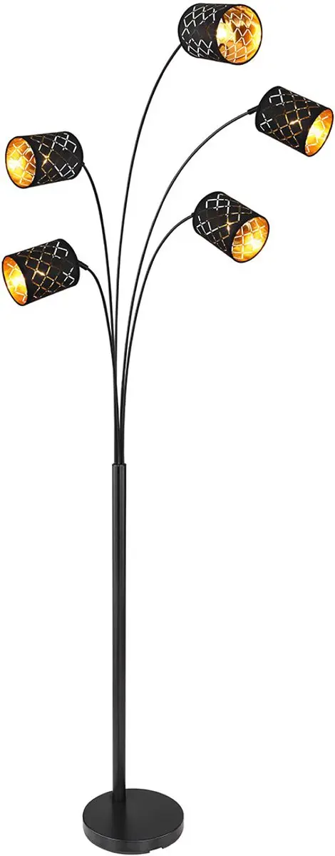Globo Clarke Vloerlamp - 5 Lichtpunten - Zwart