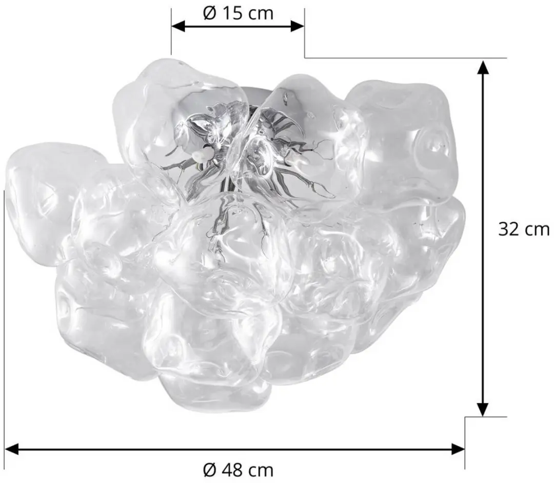 Lucande Plafondlamp 4 Lichtpunten 8W G9 - Ø49cm - Transparant/Chroom