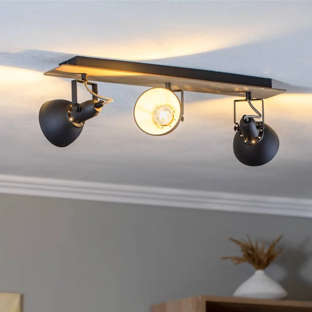 Lindby Buitenspot 3-lichten E14 - 16,5 cm - Zwart/Licht hout