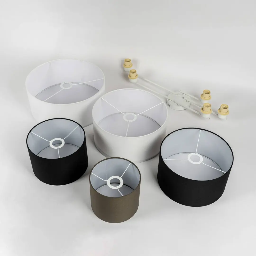 Lindby Plafondlamp 5-Lichts Textiel Metaal - Grijs/Zwart/Wit