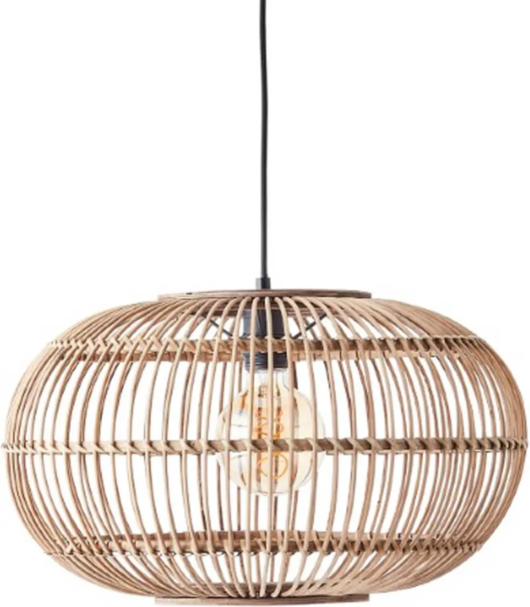 Brilliant Woodball Hanglamp E27 - 60W - Zwart/Rotan