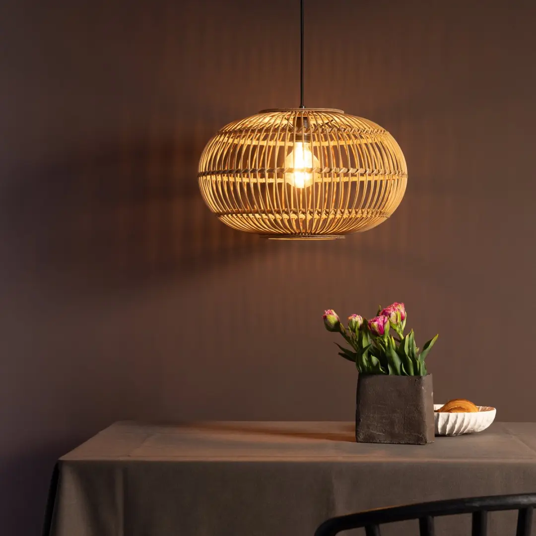Brilliant Woodball Hanglamp E27 - 60W - Zwart/Rotan