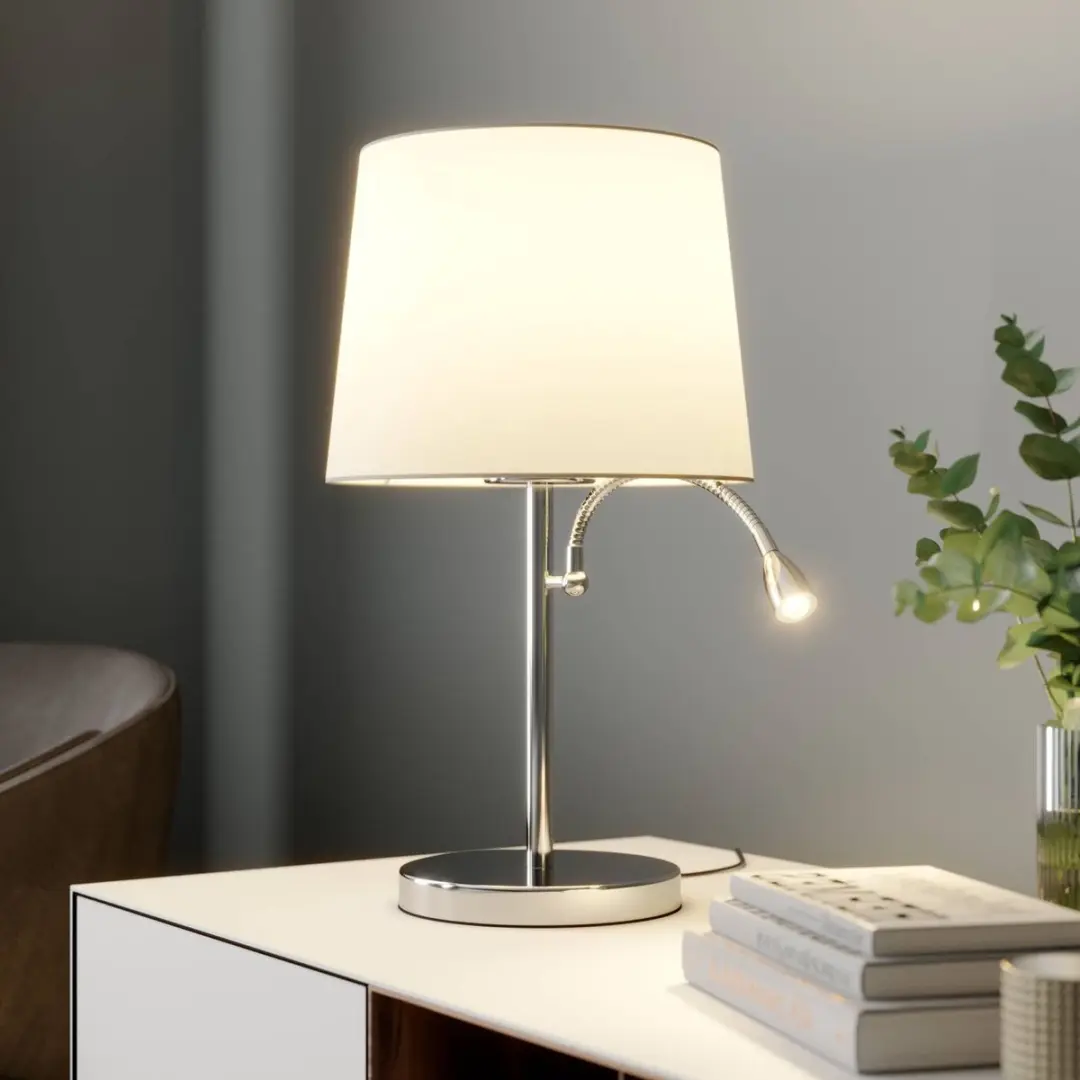 Lindby Tafellamp 2-lichts - 30cm - Wit/Chroom