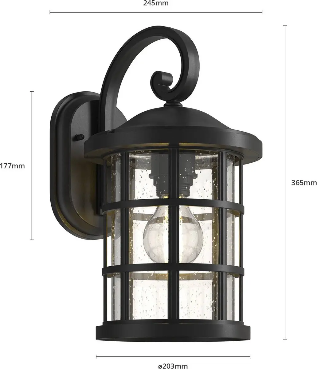 Lindby Wandlamp Buiten 1 Licht E27 - Zwart