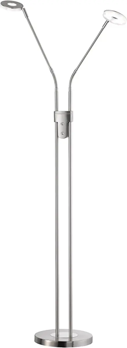 Fischer & Honsel Dent Vloerlamp - 2x LED 6W - Mat Nikkel/Chroom