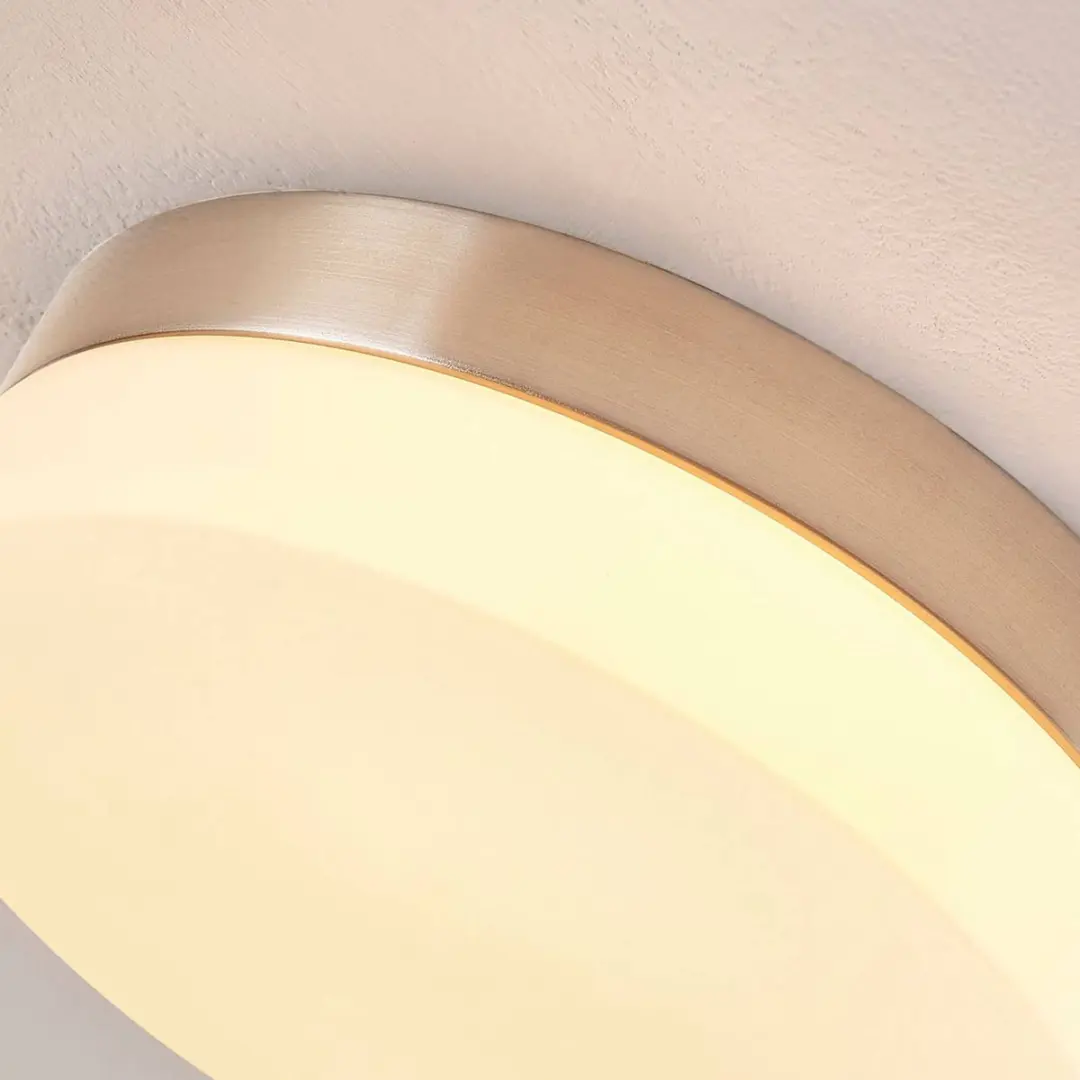 Lindby Plafondlamp Badkamer 1 Licht E27 - 18cm - Wit/Nikkel
