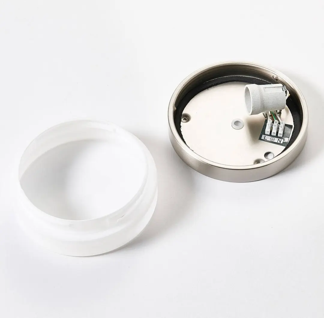 Lindby Plafondlamp Badkamer 1 Licht E27 - 18cm - Wit/Nikkel - afbeelding 6 van 6