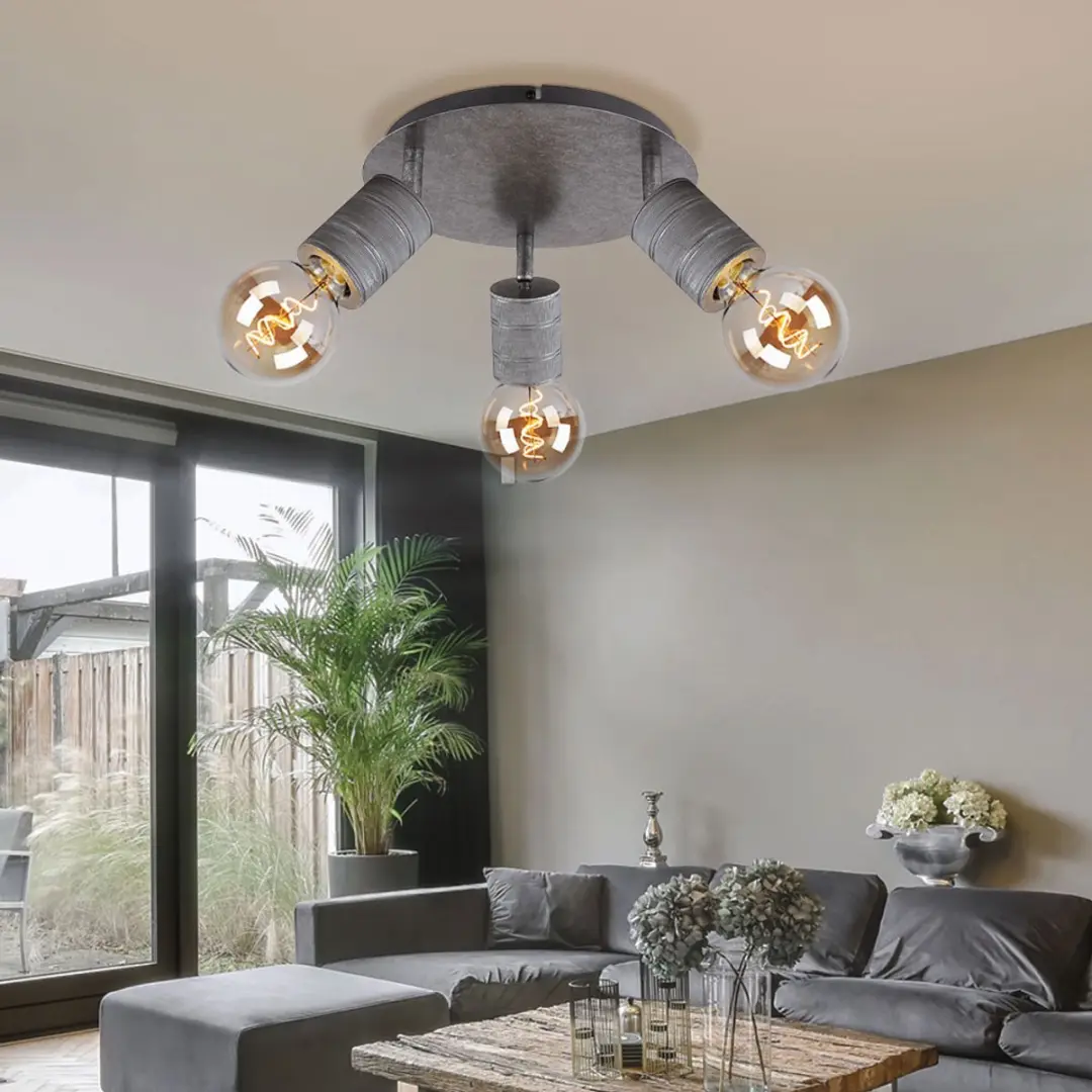 Globo Plafondlamp 3-vlammen - 16cm - Zilver