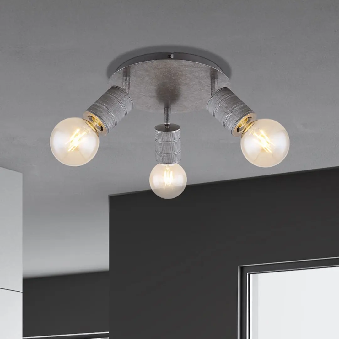 Globo Plafondlamp 3-vlammen - 16cm - Zilver