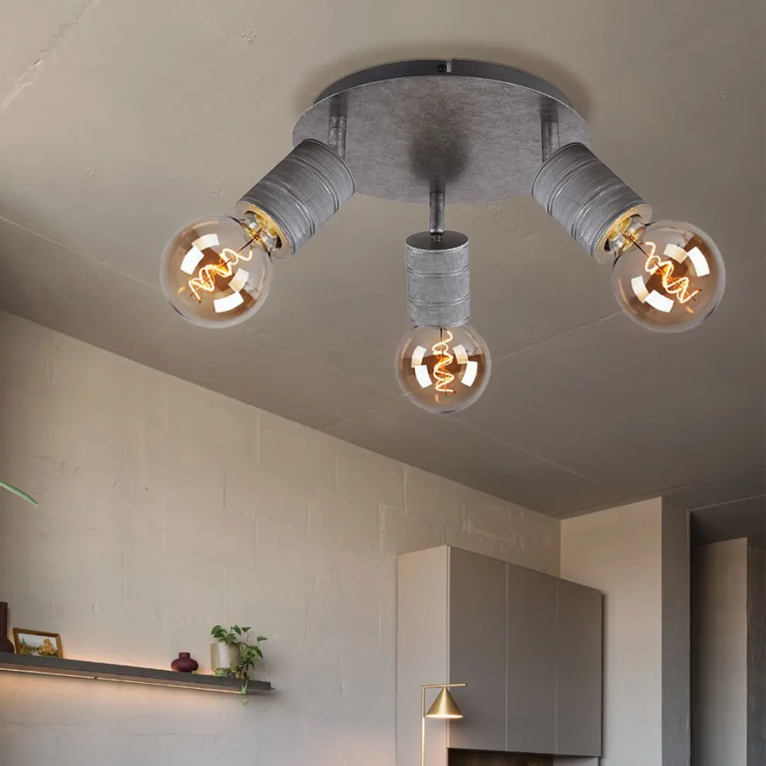 Globo Plafondlamp 3-vlammen - 16cm - Zilver