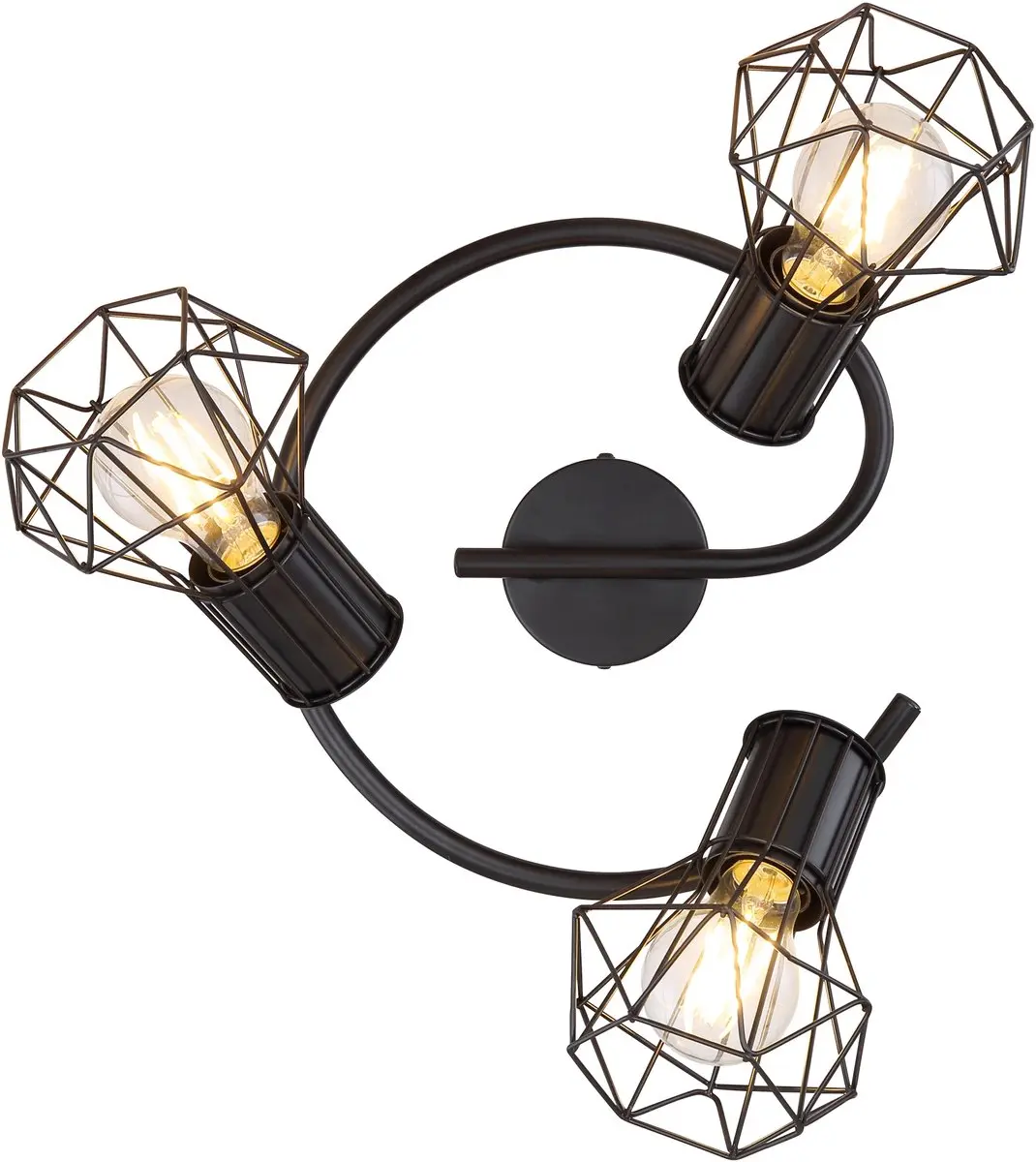 Globo Spot Priska E27 - 3x Zwart - Ø29cm
