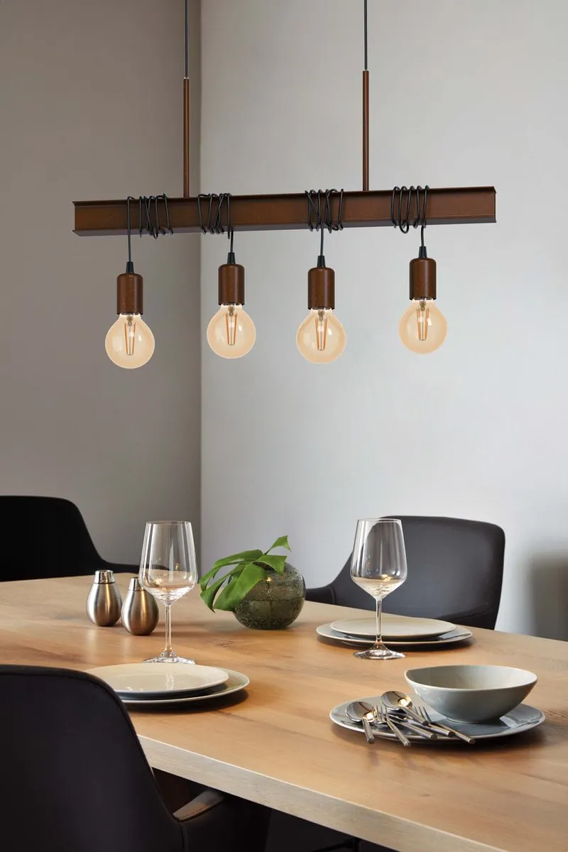 Eglo Townshend 4 Hanglamp - 70cm - Bruin - afbeelding 6 van 6