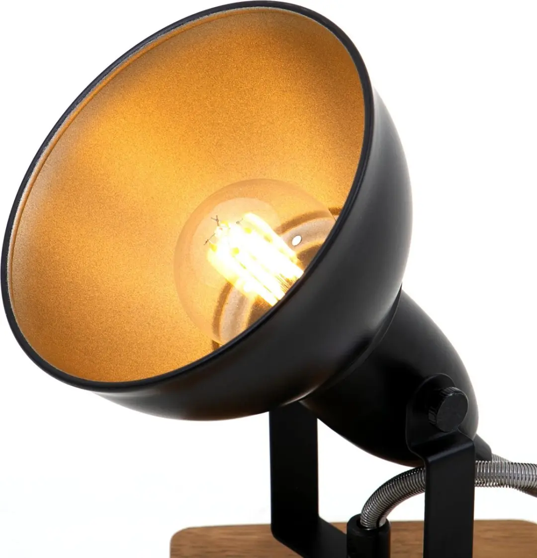 Briloner Wood & Style Wandlamp E14 - Hout & Metaal - Zwart/Goud