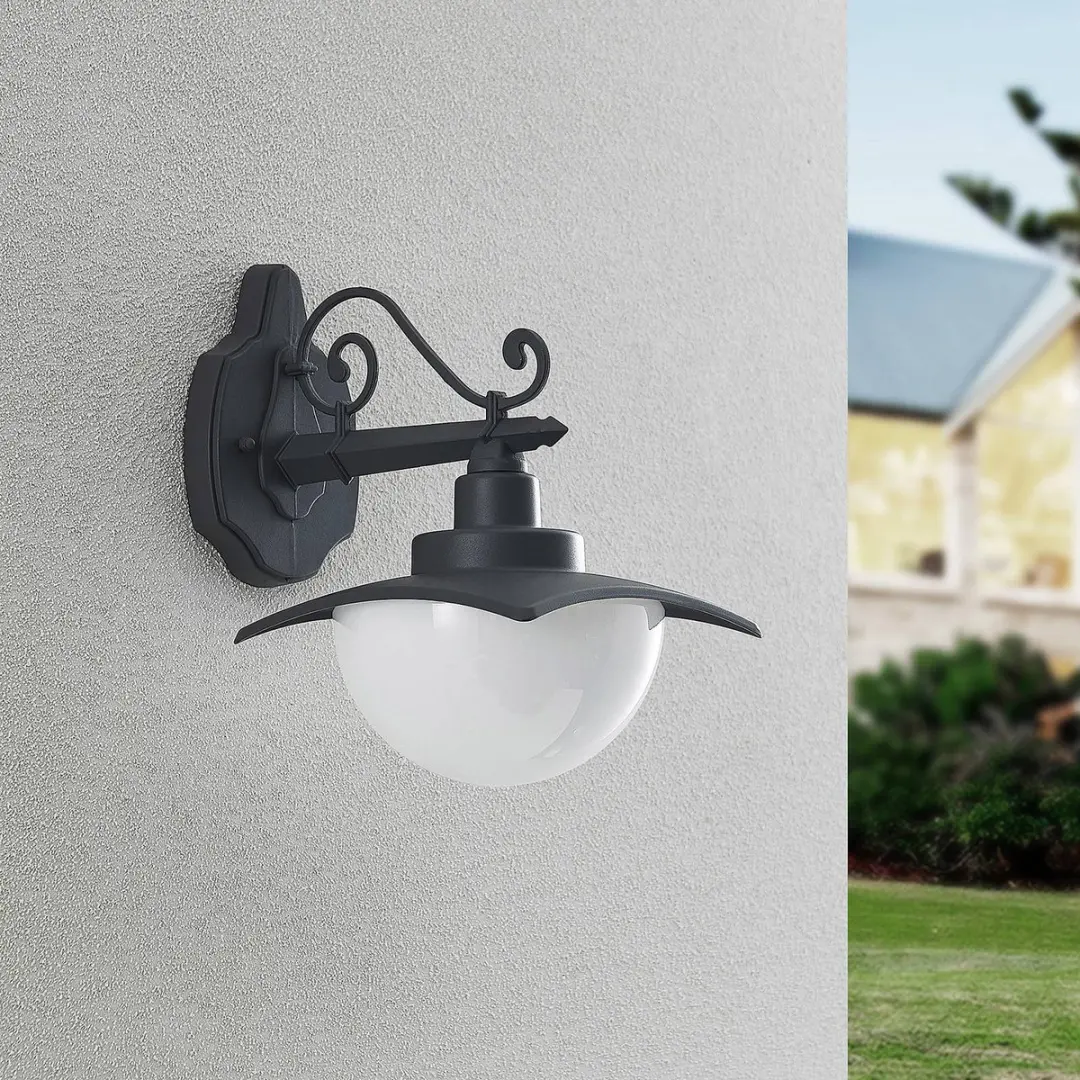 Lindby Wandlamp Buiten 1 Licht E27 - Antraciet/Wit