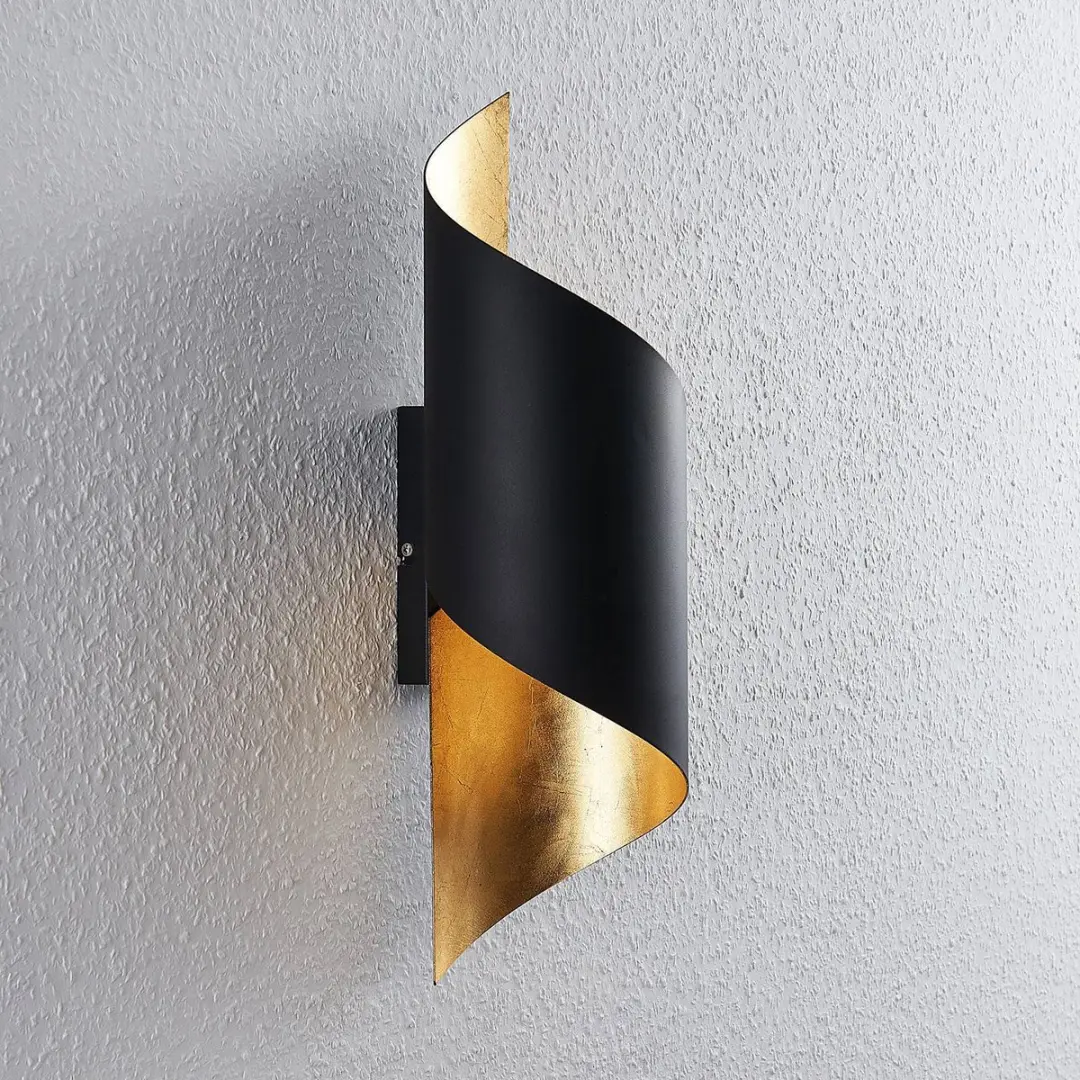 Lindby Wandlamp Metaal 1 Licht E27 - 57cm - Zwart/Goud