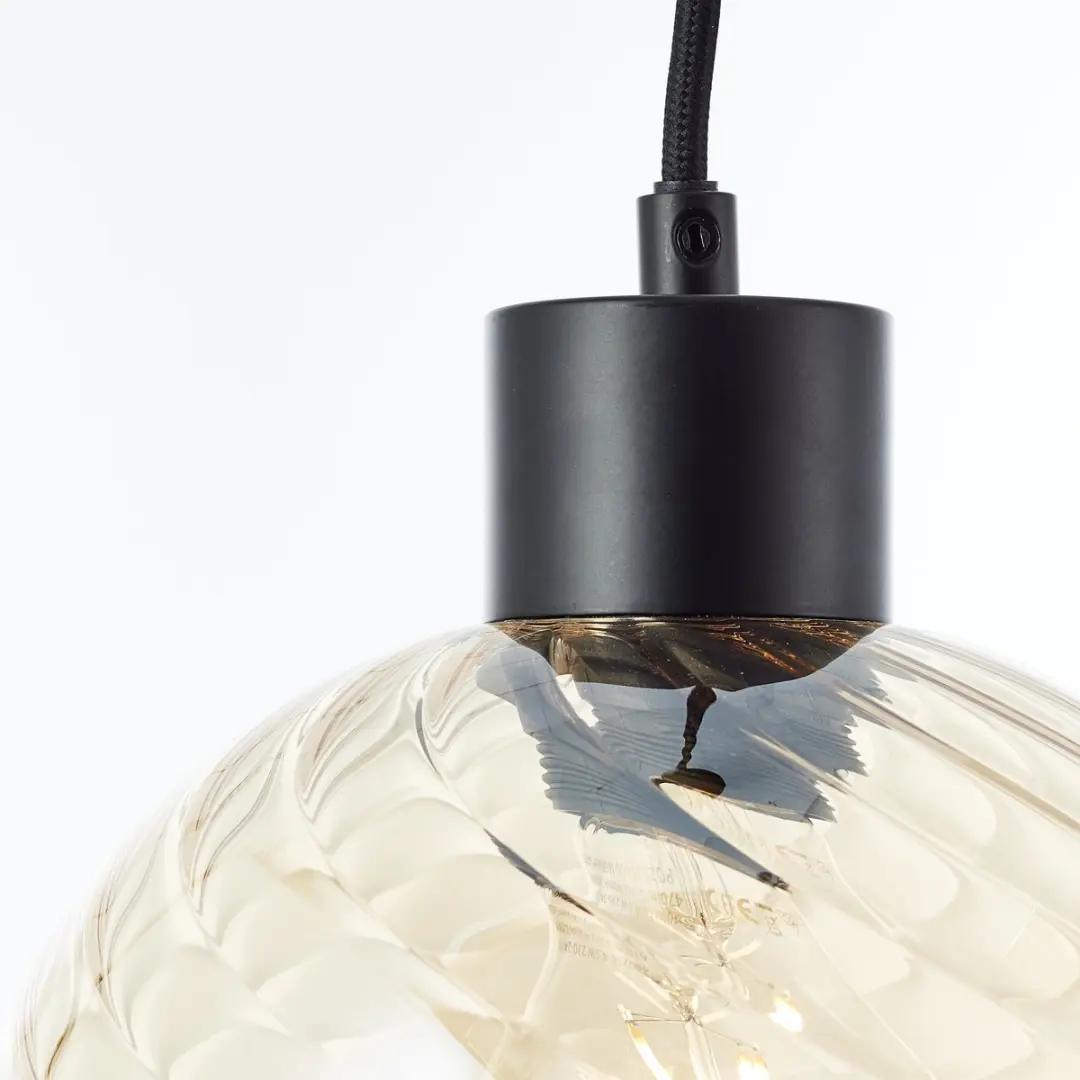 Brilliant Casto Hanglamp E27 - 1x25W - Amber - Zwart