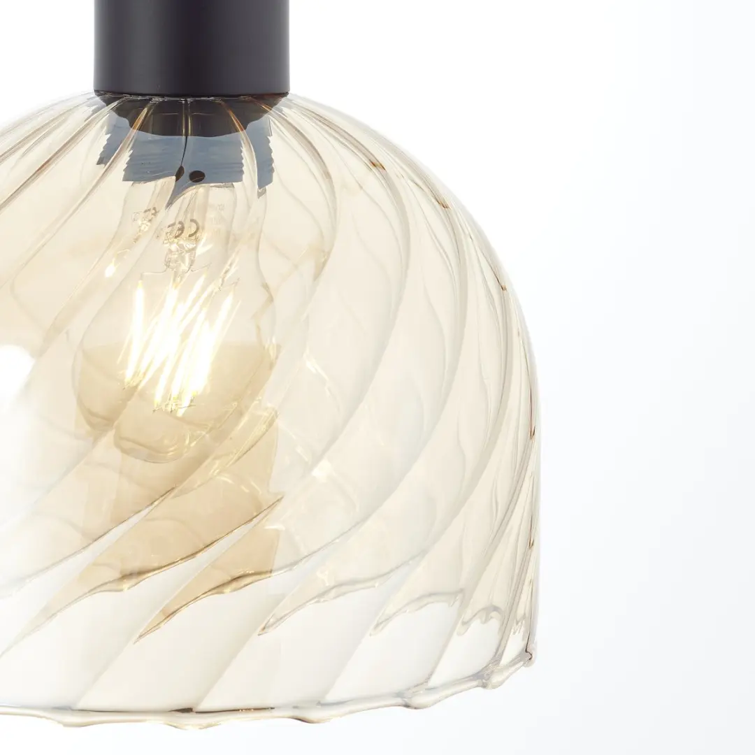 Brilliant Casto Hanglamp E27 - 1x25W - Amber - Zwart