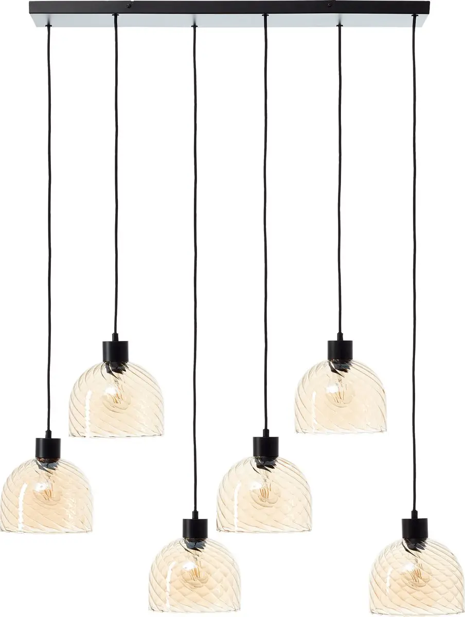 Brilliant Casto Hanglamp 6-licht - E27 - Amber/Zwart