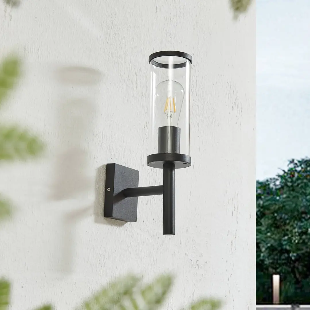 Lucande Wandlamp Buiten 1 Lichtpunt E27 - 39cm - Zwart/Transparant