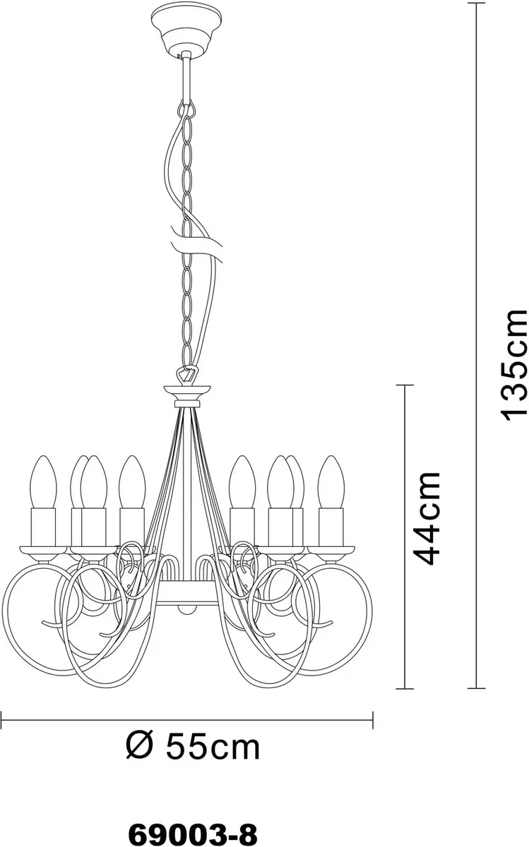 Globo Truncatus Hanglamp - Ø55cm - 8x E14 - Messing