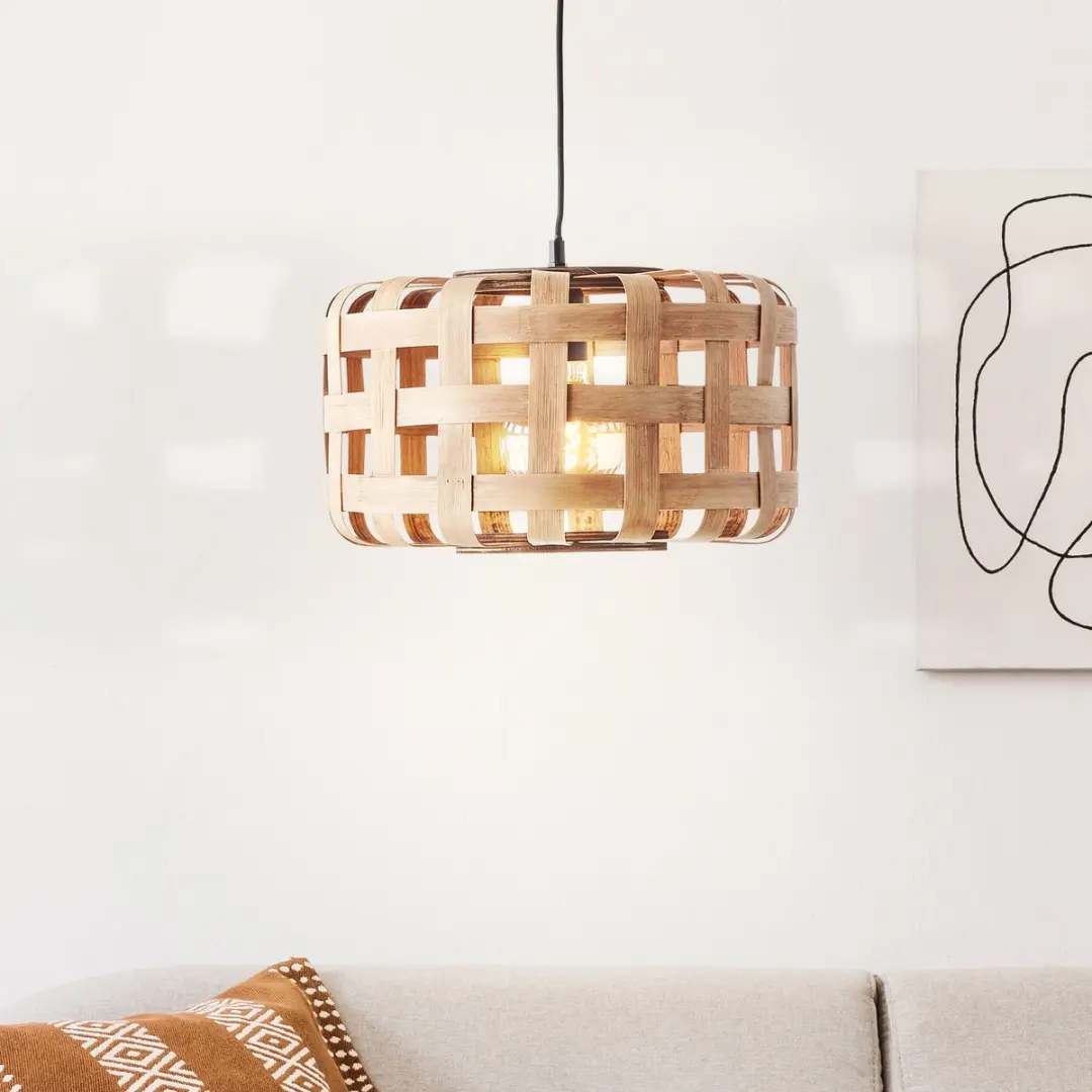 Brilliant Woodline Hanglamp E27 - Natuur/Zwart