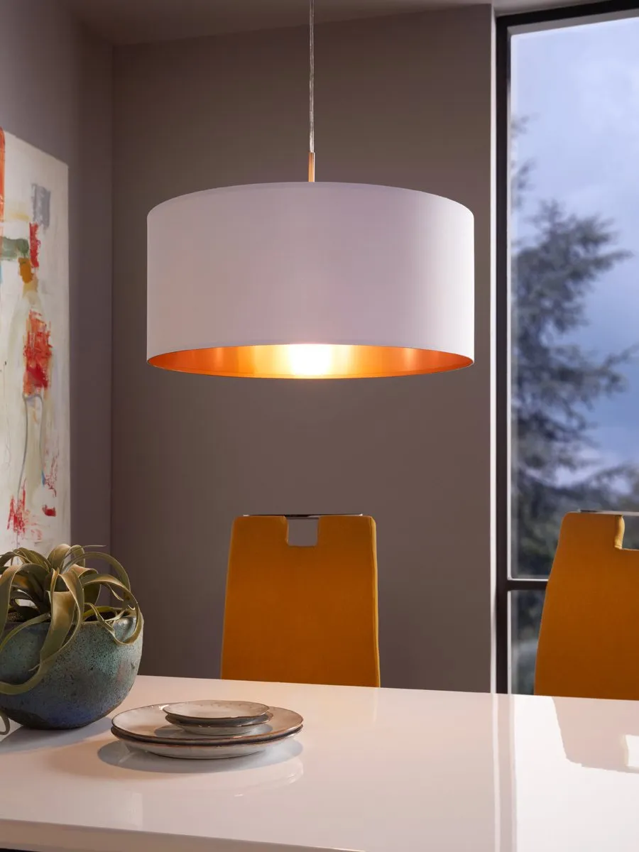 Eglo Pasteri Hanglamp - 1 Licht - Ø53cm - Nikkel-Mat/Wit