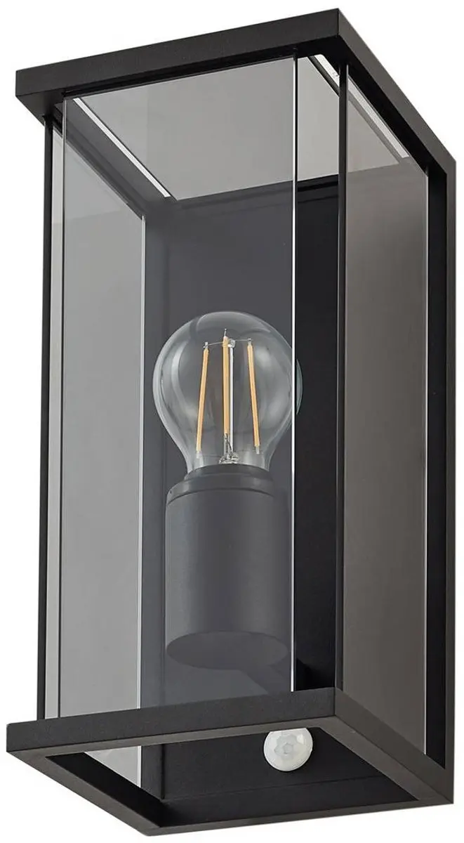Lucande Wandlamp Buiten 1 Licht E27 - Zwart/Rookgrijs