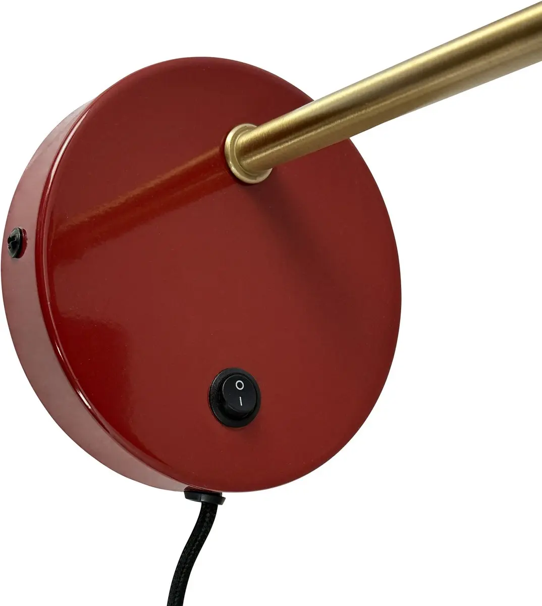 Dyberg Larsen Wandlamp Ocean H11,5cm - 6W - 30cm Ø - Donkerrood/Messing