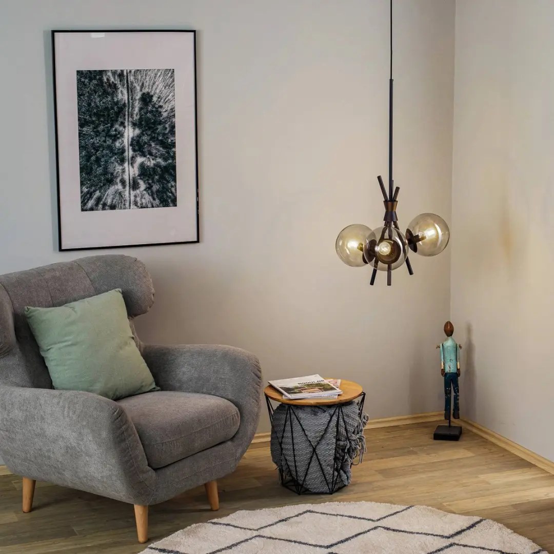 Lucande Hanglamp 3-Lichts Glas - E14 - Rookgrijs/Zwart