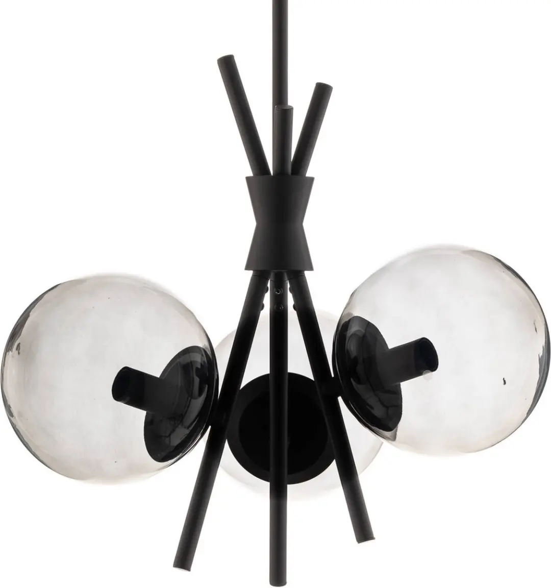 Lucande Hanglamp 3-Lichts Glas - E14 - Rookgrijs/Zwart