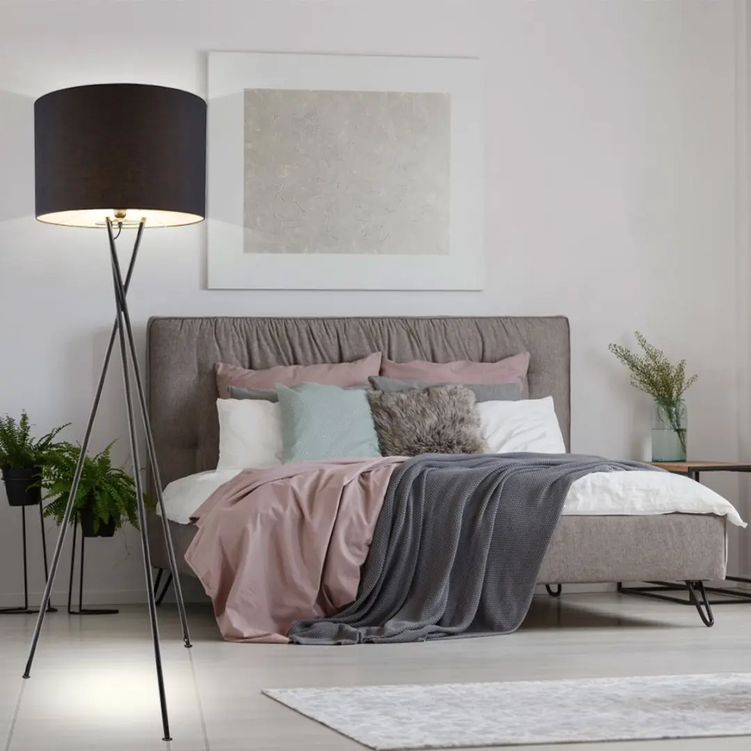 Globo Gustav Vloerlamp - Zwart - Ø62cm - E27 - afbeelding 6 van 6