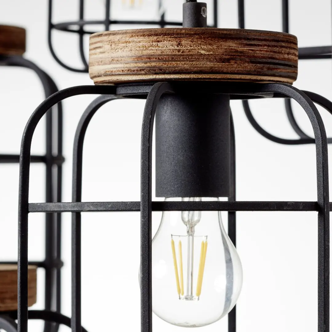 Brilliant Gwen Hanglamp E27 - 6x52W - Zwart/Hout