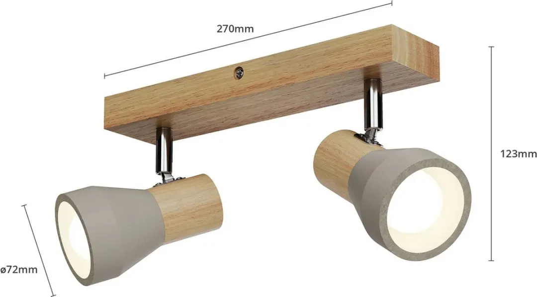 Lindby Buitenspot 2-lichts E14 - Hout/Beton/Nikkel