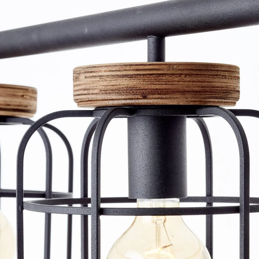 Brilliant Gwen Hanglamp E27 - 4x60W - Zwart/Hout